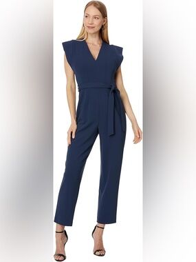Calvin Klein Women’s Black V-Neck Belted Jumpsuit